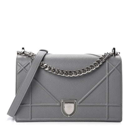 Christian Dior Grained Calfskin Medium Diorama Flap Bag Gris 1 of 11