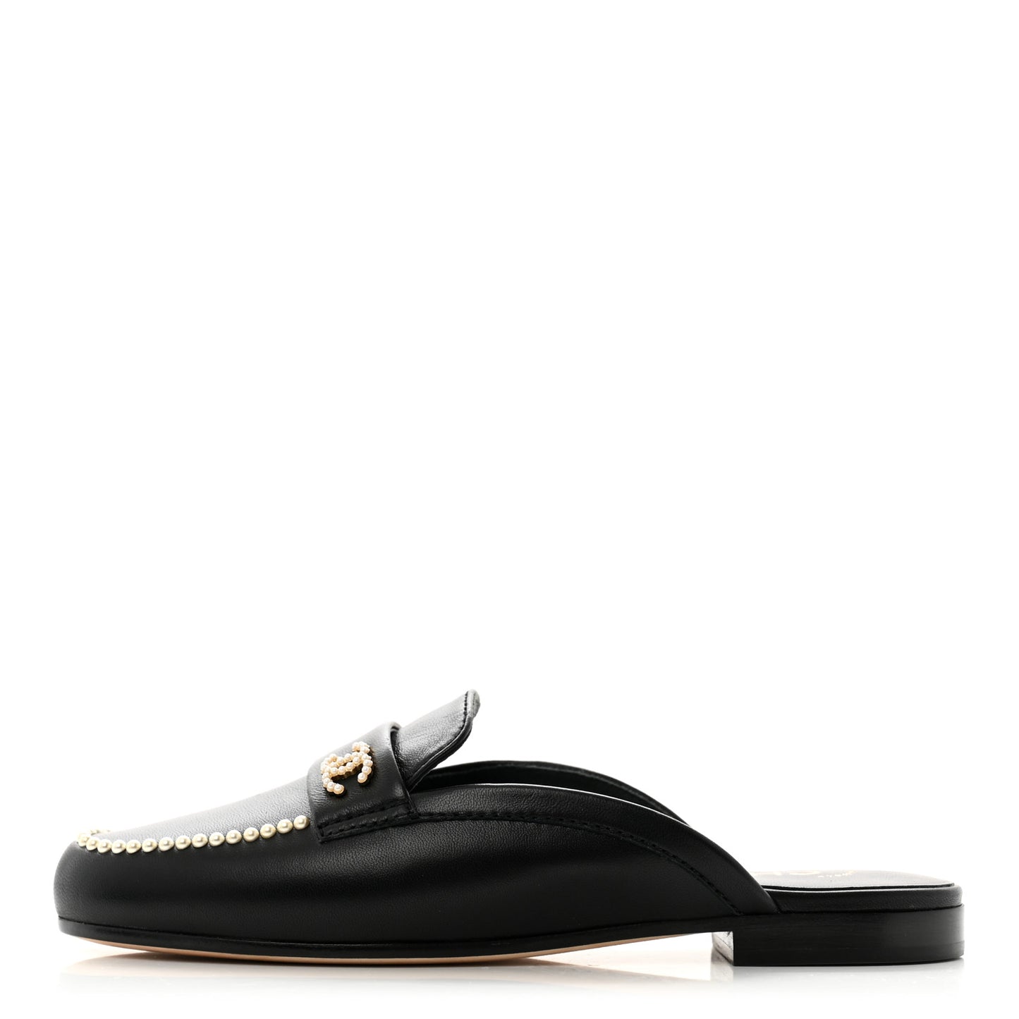 Lambskin Pearl CC Mules 36 Black