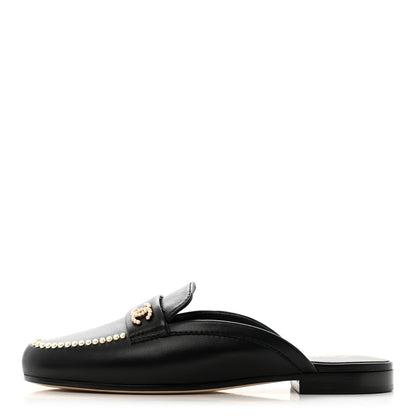 Chanel Lambskin Pearl CC Mules 36 Black 1 of 9