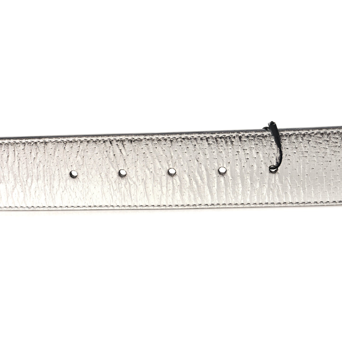 Metallic Textured Dollar Calfskin Double G 40mm Belt 90 36 Silver