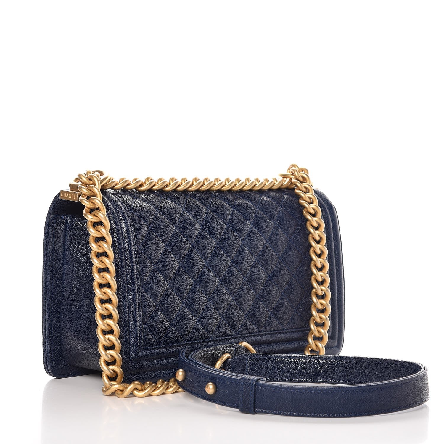 Chanel Caviar Quilted Medium Boy Flap Navy 3 of 9
