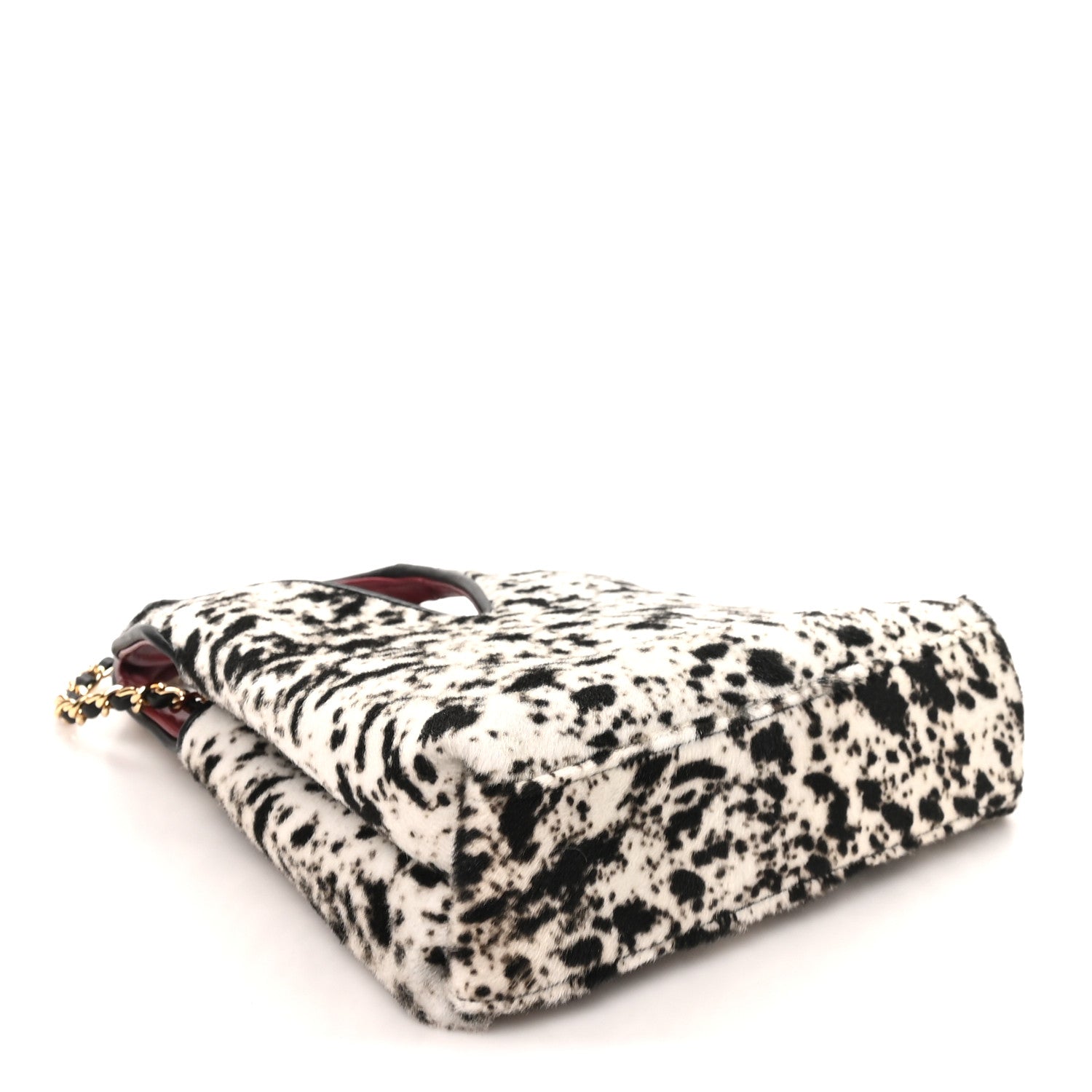 Chanel Pony Hair Printed Chic Lady Small Shopping Tote White Black 4 of 10