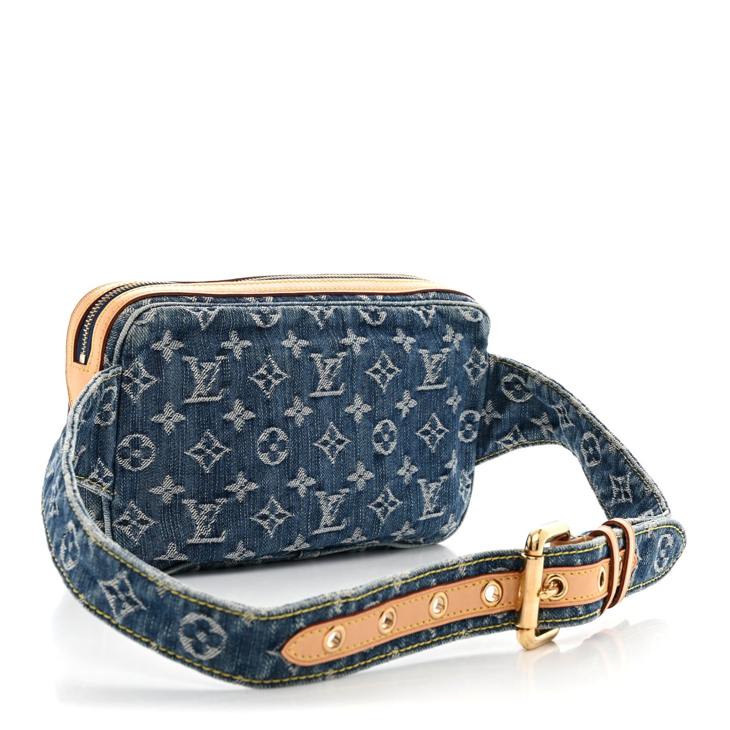 Monogram Denim Bum Bag Blue Blue