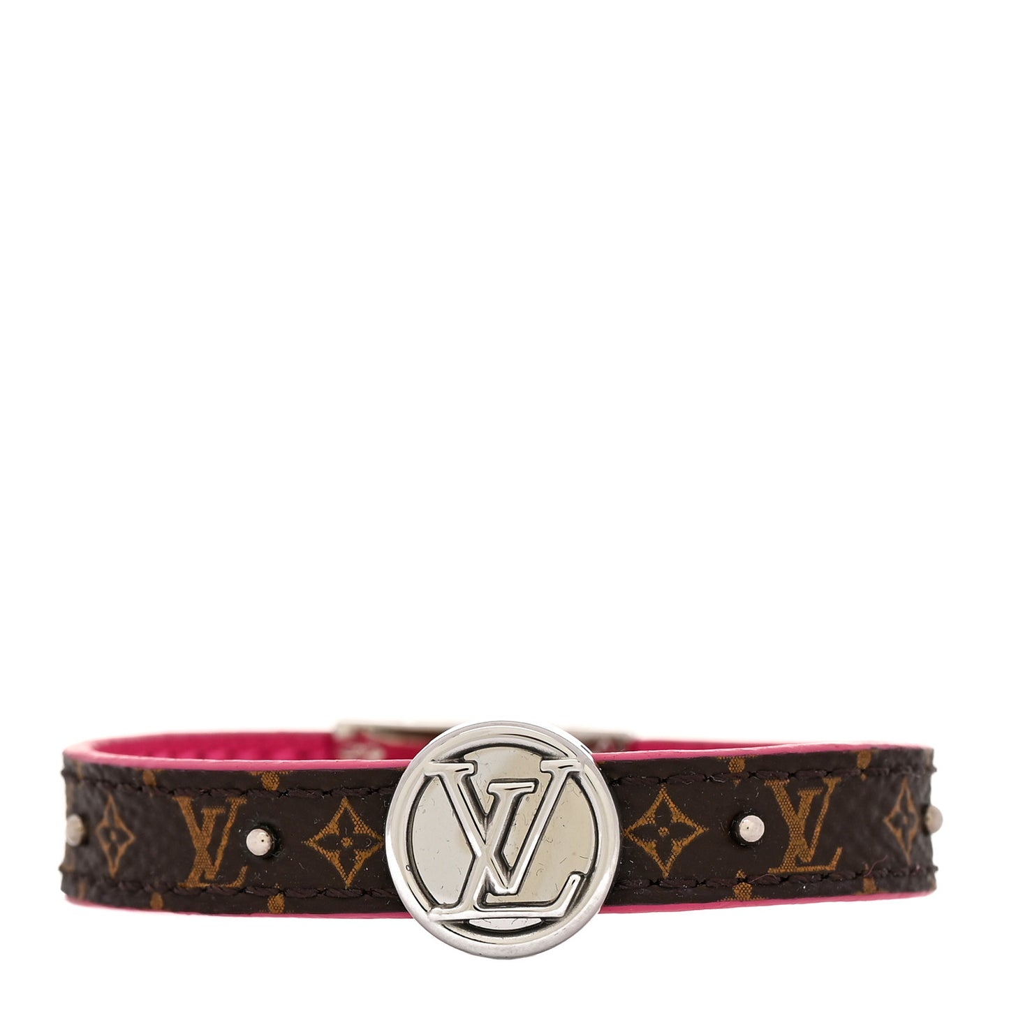 Monogram LV Circle Reversible Bracelet 17 Rose Falbala