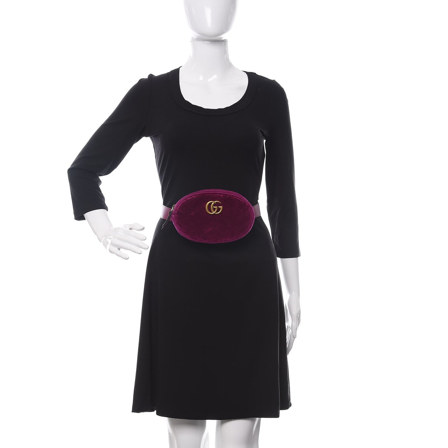 Gucci Velvet Matelasse GG Marmont Belt Bag 75 30 Fuchsia Violet Cyclamen 2 of 10