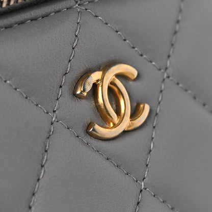 Chanel Lambskin Quilted Small Pearl Crush Vanity Case With Chain Grey 13 of 13