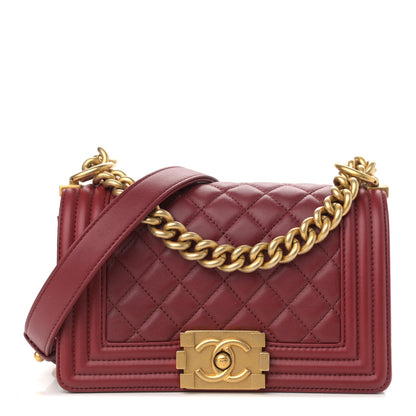 Chanel Lambskin Quilted Small Boy Flap Dark Red 1 of 10