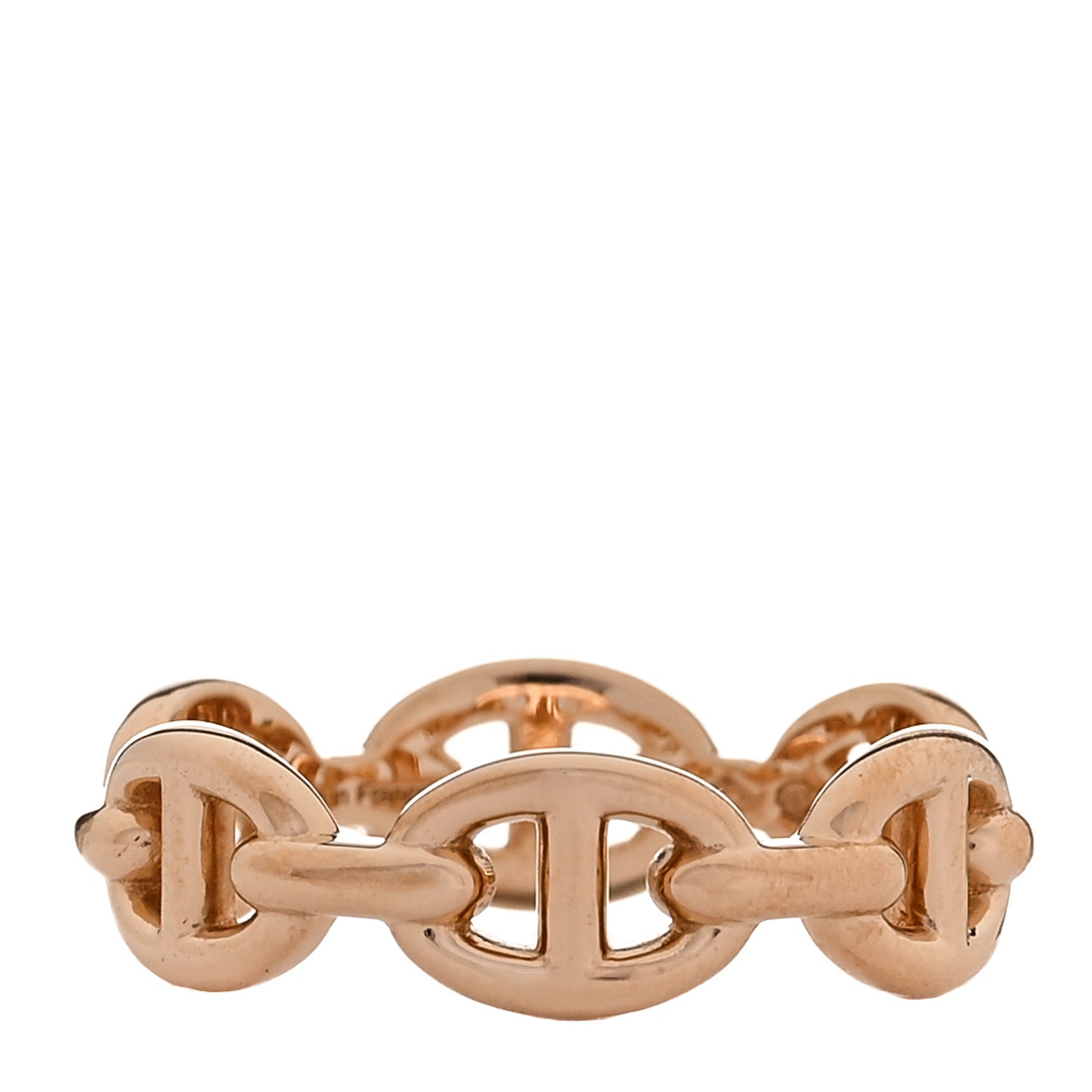 Hermes 18K Rose Gold PM Chaine d'Ancre Enchainee Ring 52 6 3 of 9