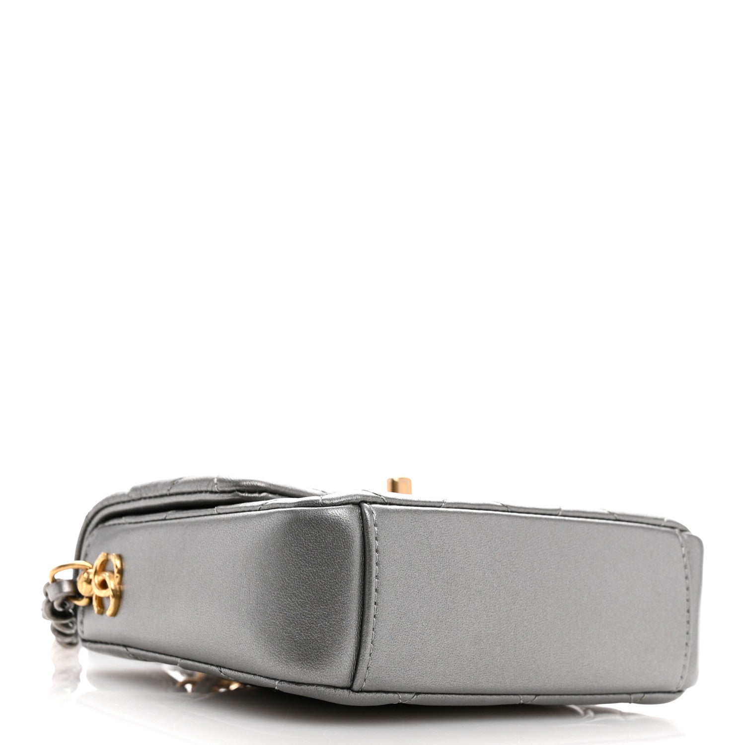 Chanel Metallic Lambskin Quilted Mini Side Note Flap Grey 4 of 11