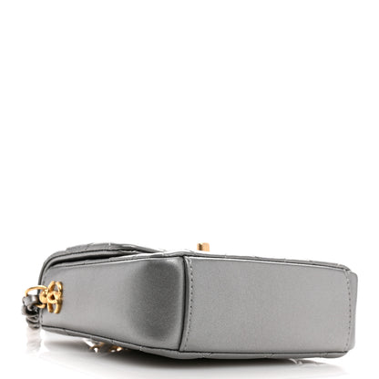 Chanel Metallic Lambskin Quilted Mini Side Note Flap Grey 4 of 11