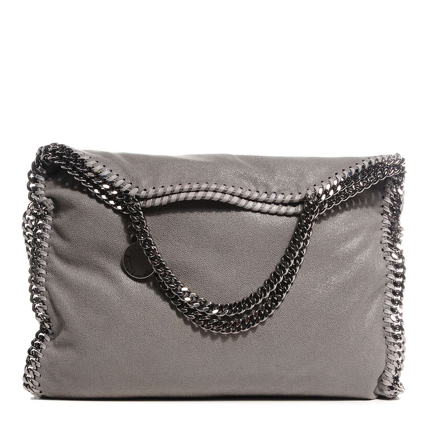 Stella McCartney Faux Leather Shaggy Deer Falabella Fold Over Tote Light Grey 1 of 10