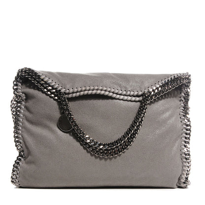 Stella McCartney Faux Leather Shaggy Deer Falabella Fold Over Tote Light Grey 1 of 10