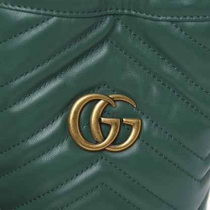 Gucci Calfskin Matelasse Mini GG Marmont 2.0 Bucket Bag Emerald Green 9 of 10