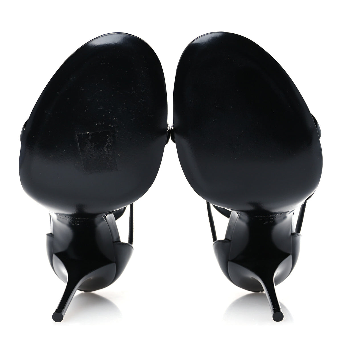 Saint Laurent Vernice Chiffon Cassandra 100 Ankle Strap Sandals 39 Black 6 of 10