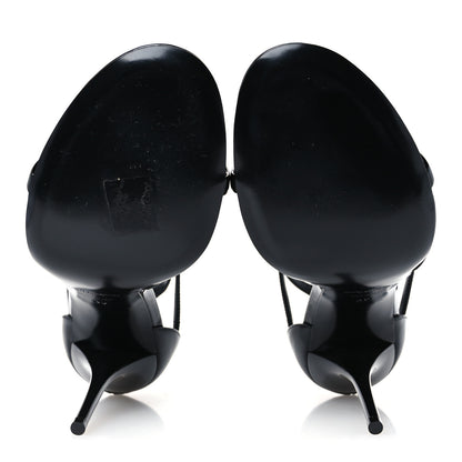 Saint Laurent Vernice Chiffon Cassandra 100 Ankle Strap Sandals 39 Black 6 of 10