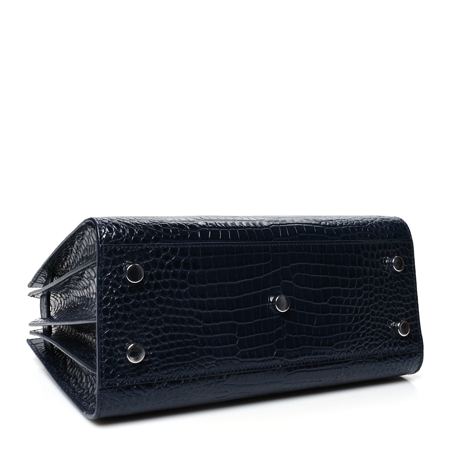 Calfskin Crocodile Embossed Baby Sac De Jour Navy