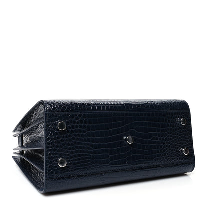 Saint Laurent Calfskin Crocodile Embossed Baby Sac De Jour Navy 4 of 11