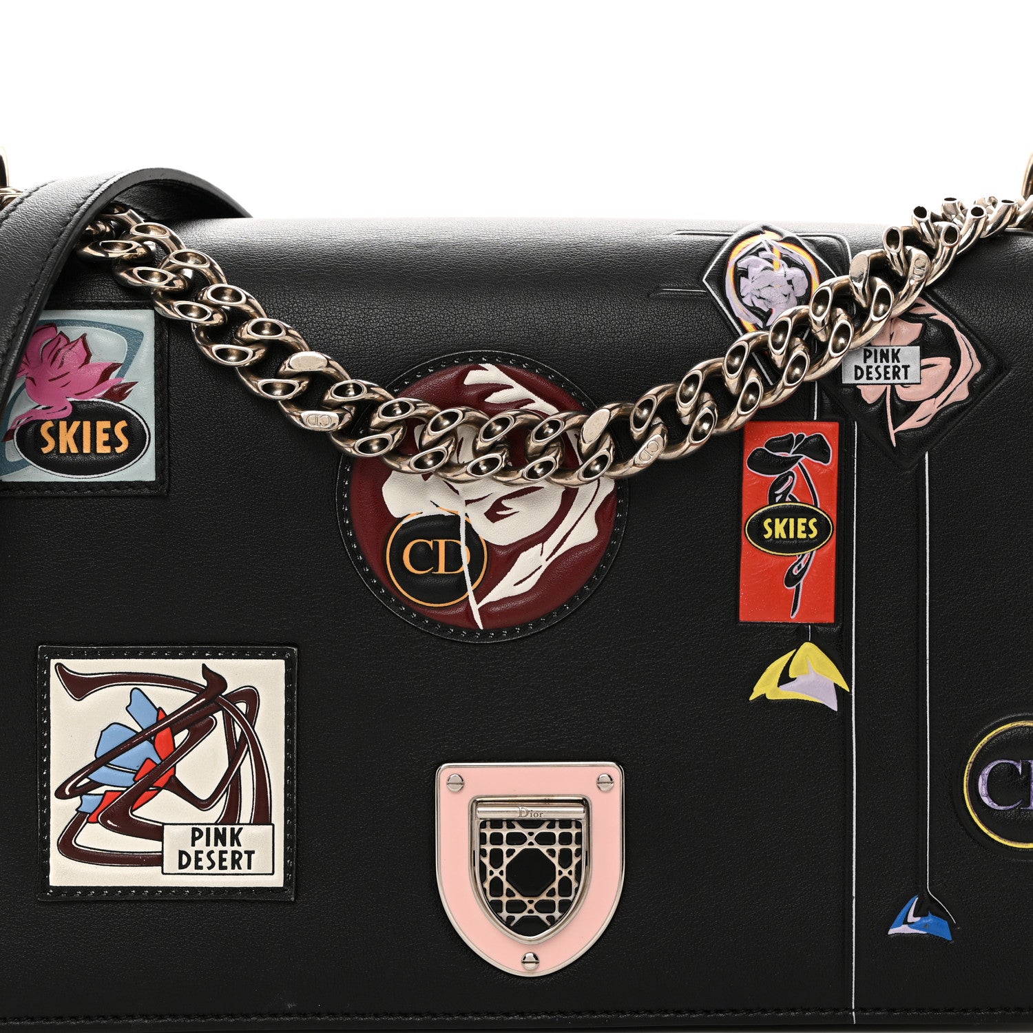 Christian Dior Calfskin Paradise Diorama Flap Bag Black 8 of 10