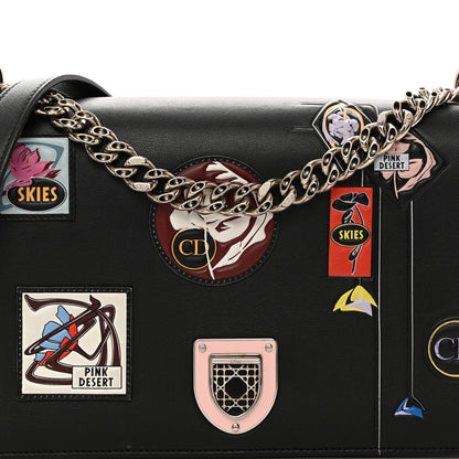 Christian Dior Calfskin Paradise Diorama Flap Bag Black 8 of 10