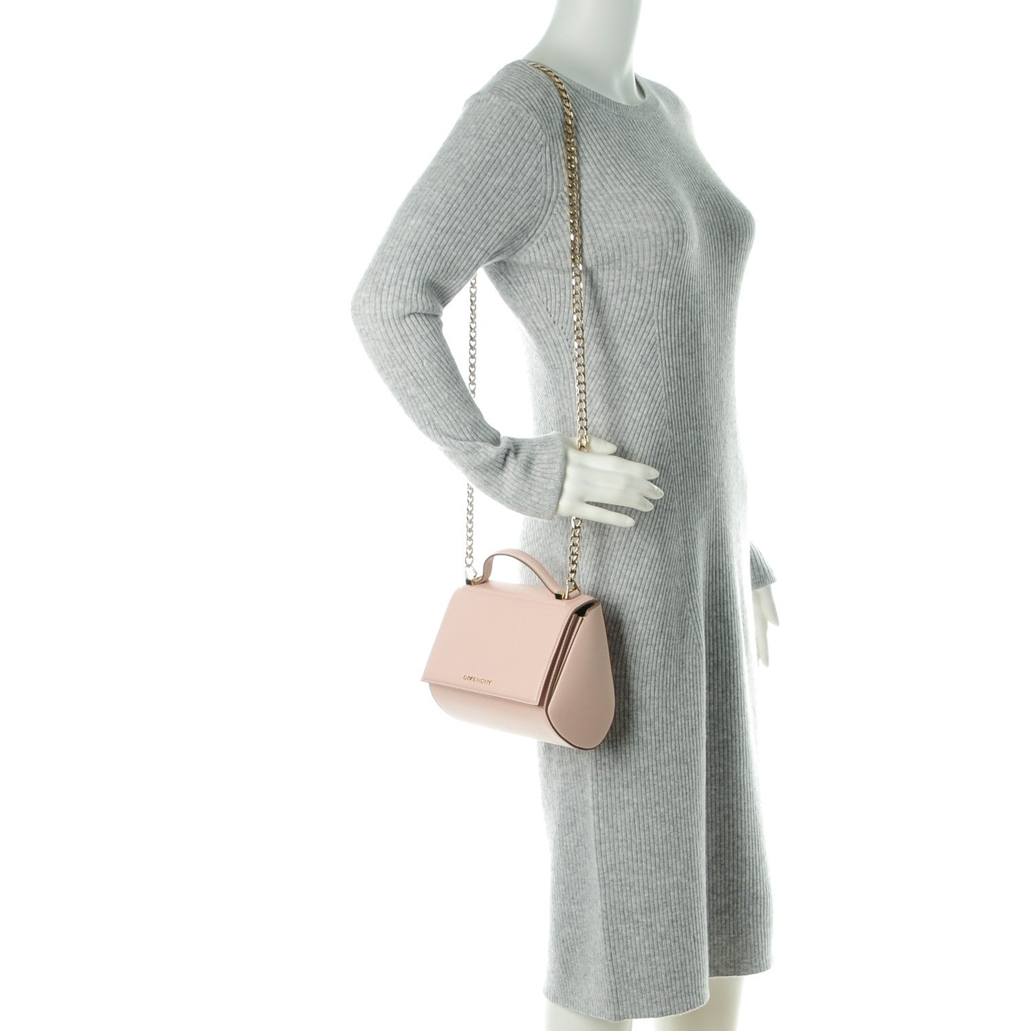 Givenchy Textured Calfskin Mini Pandora Box Chain Crossbody Bag Powder Pink 2 of 7