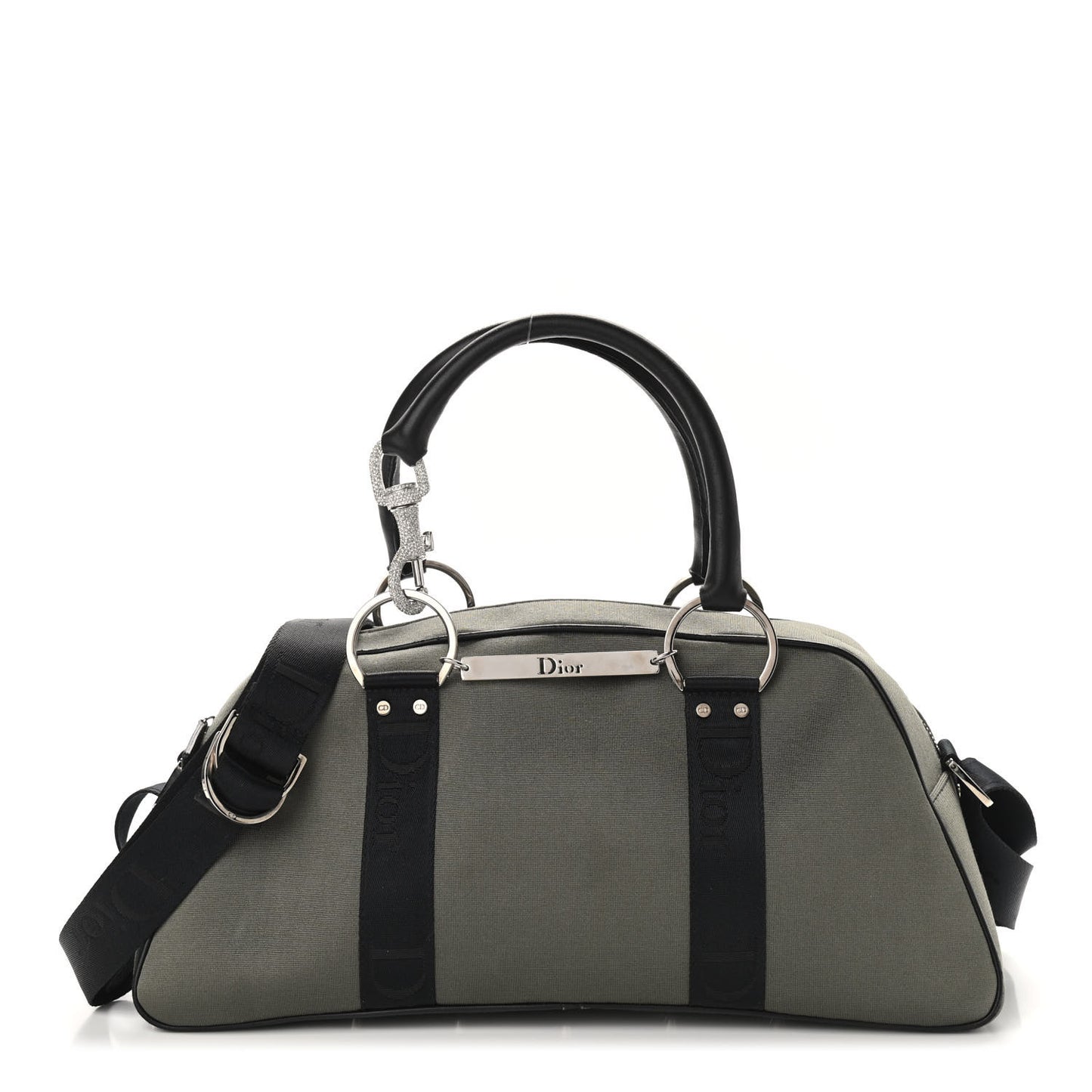 Silk Jersey Crystal Hardcore Bowler Bag Grey Black