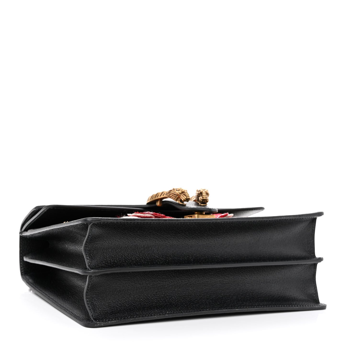 Calfskin Web Floral Embroidered Medium Dionysus Shoulder Bag Black