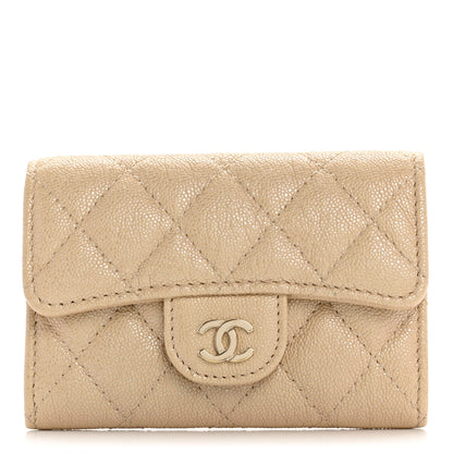 Chanel Iridescent Caviar Quilted Flap Card Holder Beige 2 of 20