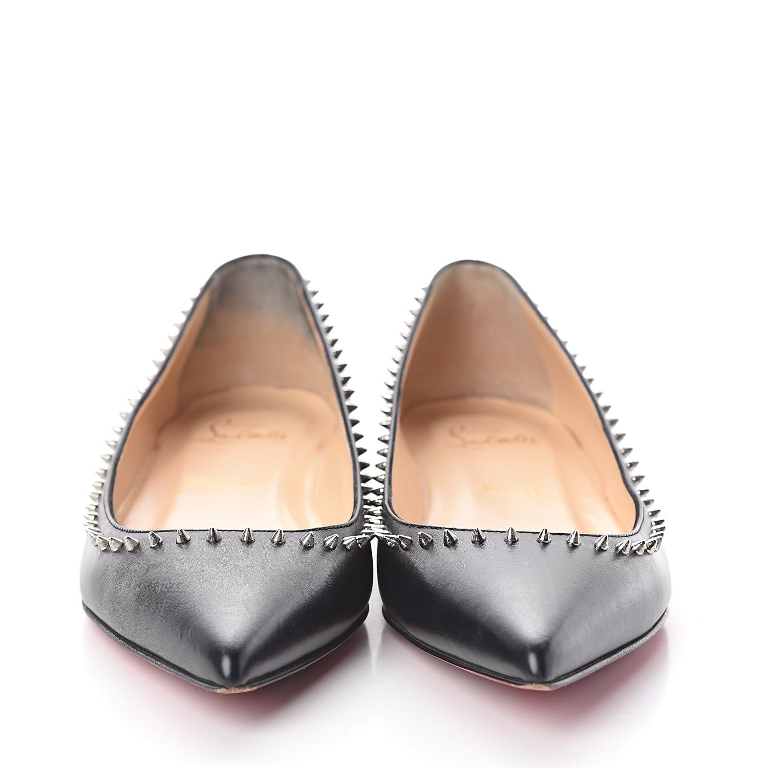 Christian Louboutin Shiny Calfskin Anjalina Flats 37.5 Black 2 of 7