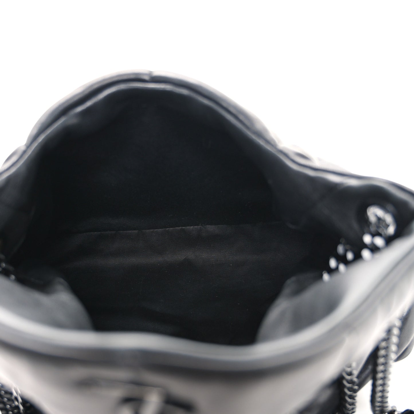 Lambskin Quilted Monogram Monochrome Small Loulou Puffer Chain Satchel Black