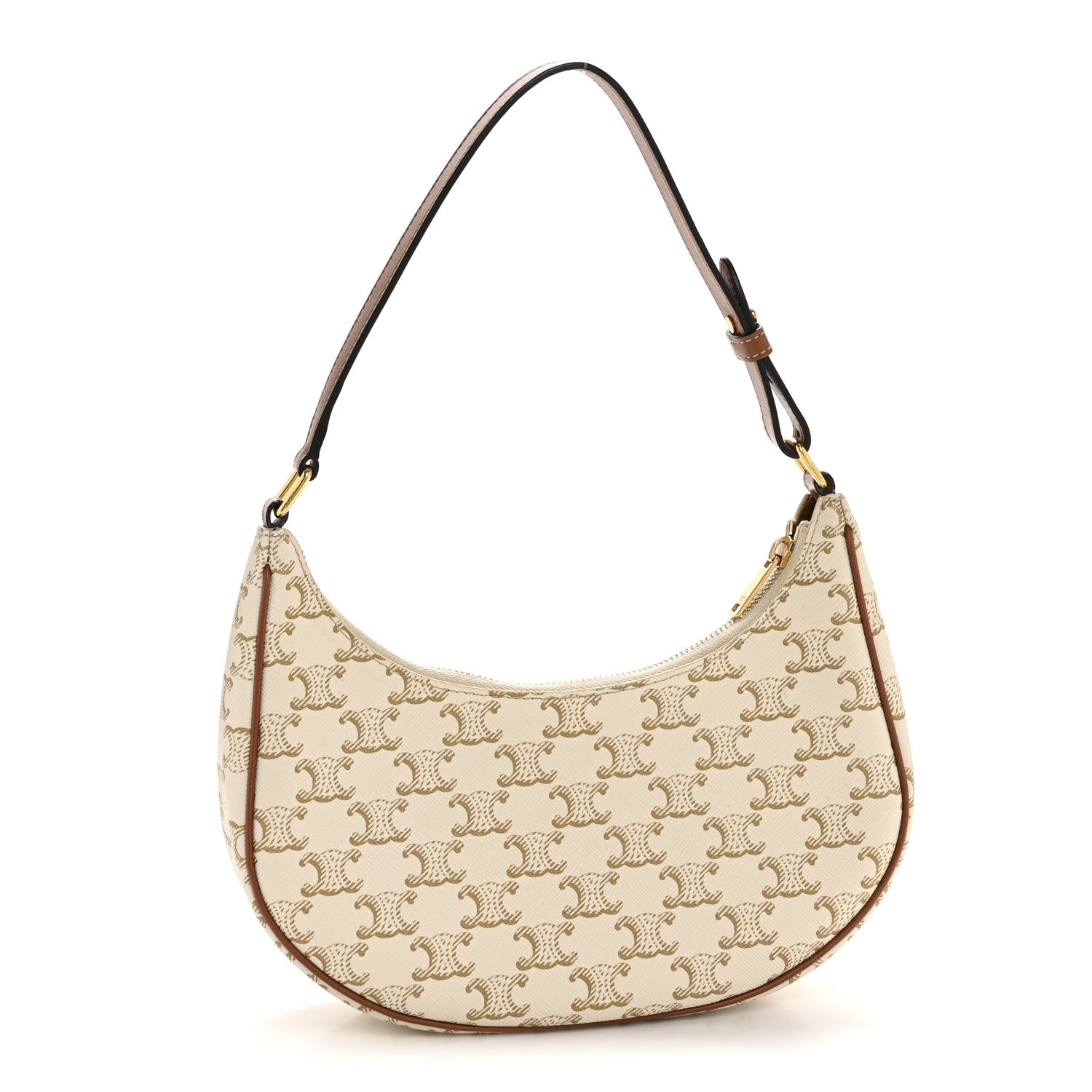 Celine Canvas Calfskin Ava Triomphe Shoulder Bag White 3 of 14