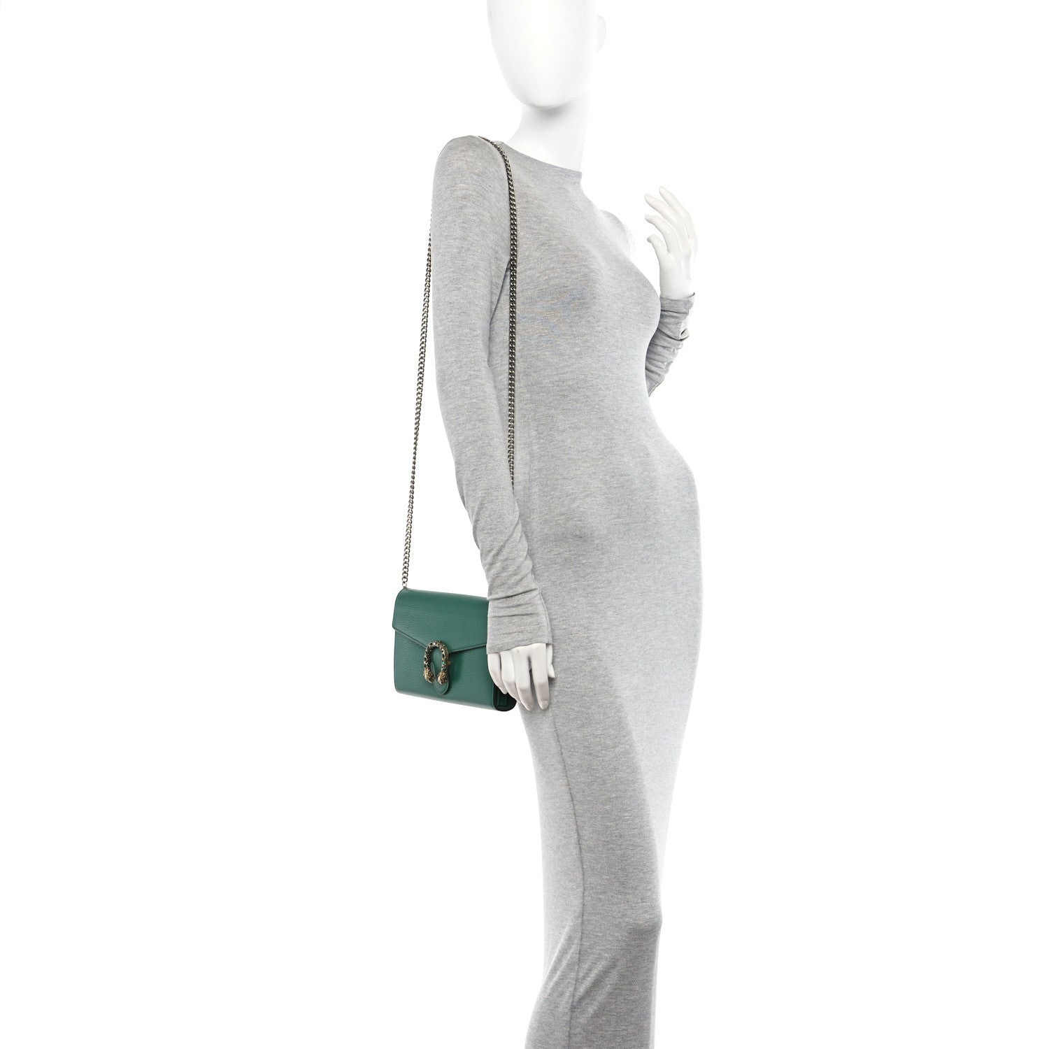 Gucci Calfskin Mini Dionysus Chain Wallet Emerald 2 of 10