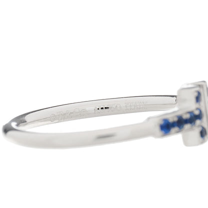 Tiffany 18K White Gold Blue Sapphire T Wire Ring 51 5.75 4 of 5