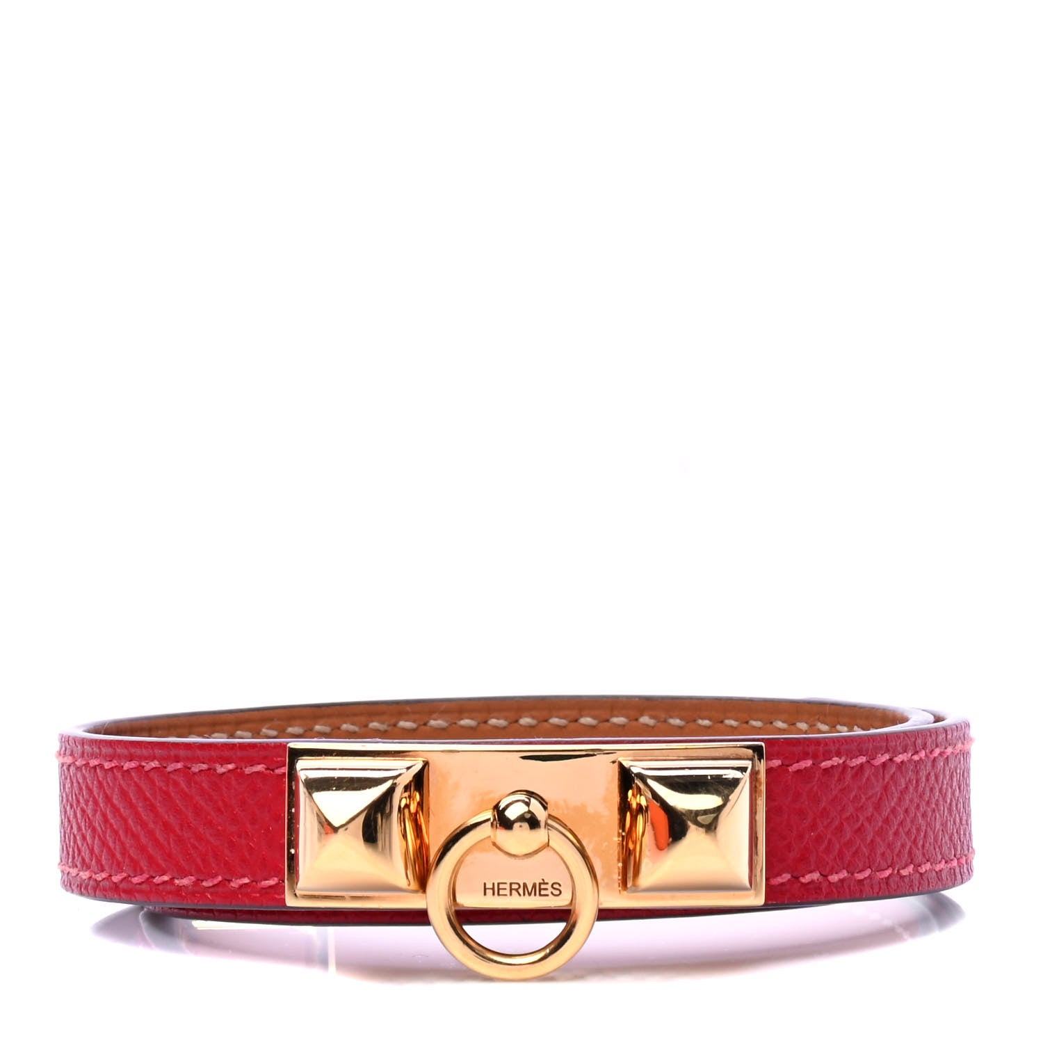 Hermes Epsom Rivale Double Tour Bracelet S Rouge Casaque 1 of 6
