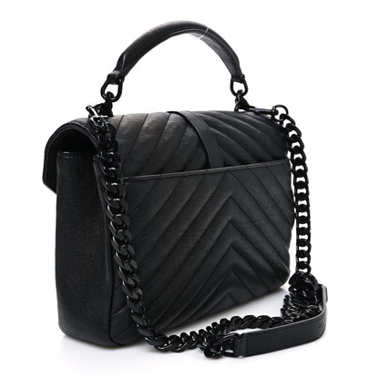 Saint Laurent Sheepskin Matelasse Chevron Monogram Monochrome Medium College Bag Black 2 of 11