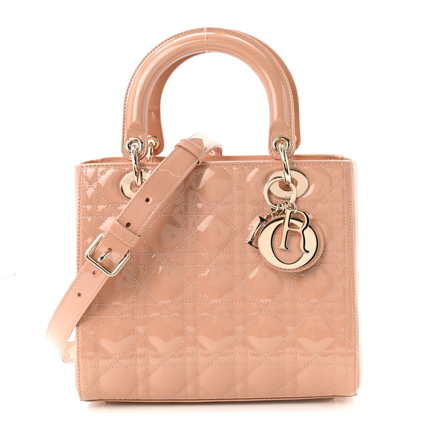 Patent Cannage Medium Lady Dior Rose Des Vents