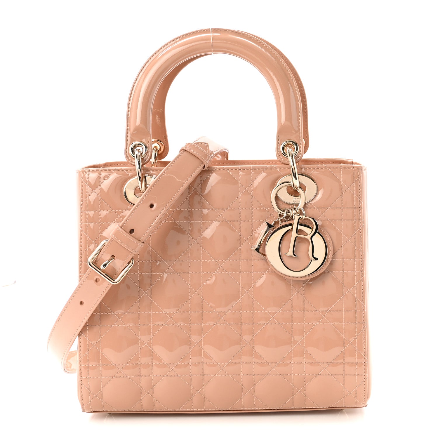 Christian Dior Patent Cannage Medium Lady Dior Rose Des Vents 1 of 10