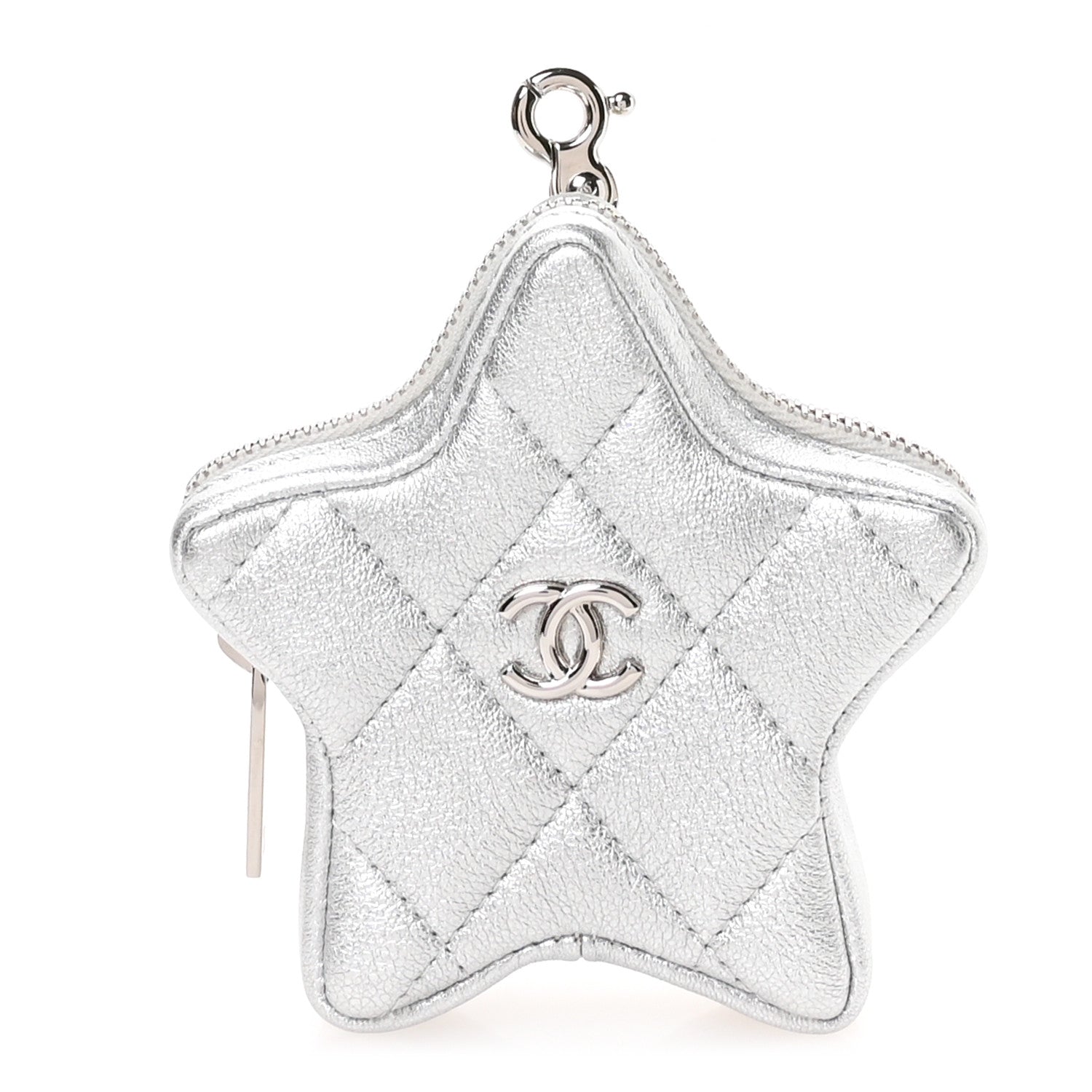Chanel Metallic Lambskin Walk Of Fame Star Clip On Coin Purse Silver 1 of 9