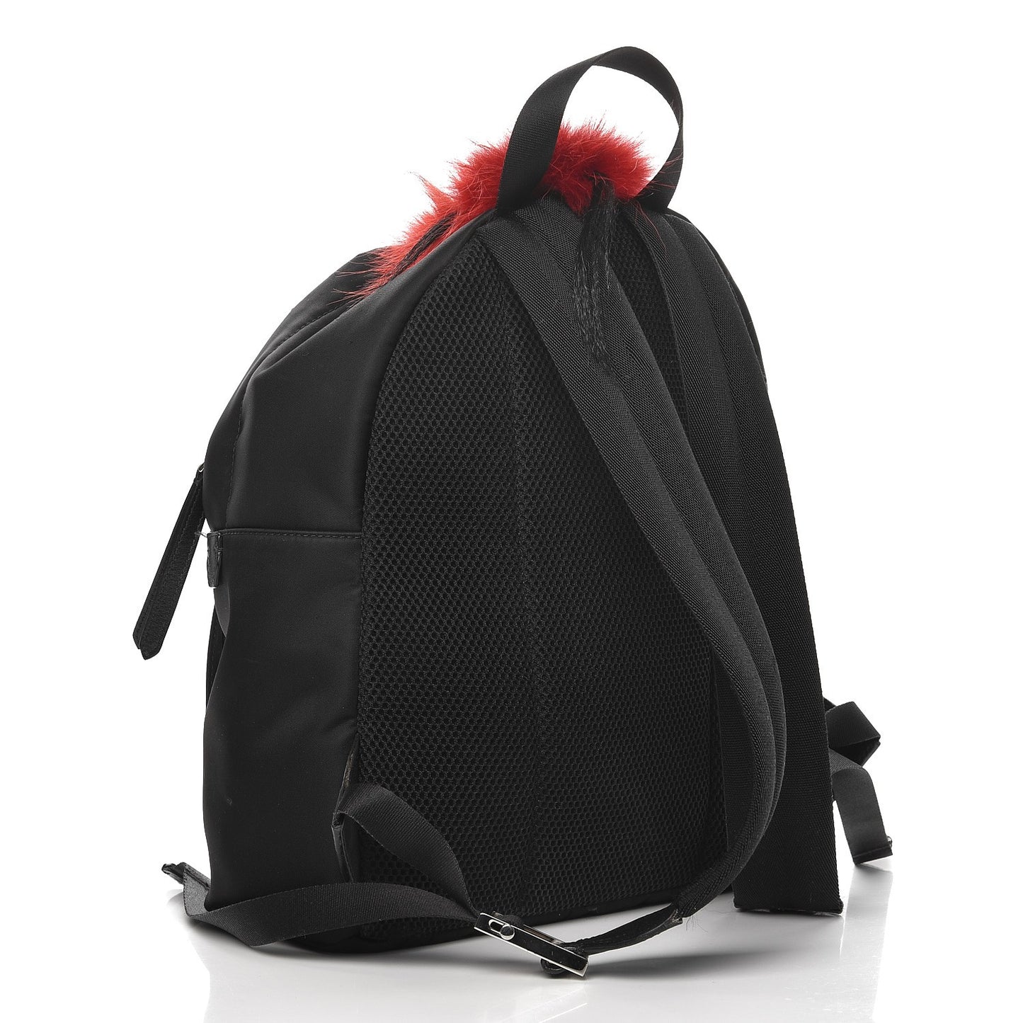Nylon Vitello Dolce Elaphe Fox Fur Monster Eyes Backpack Black Natural Bordeaux Multicolor