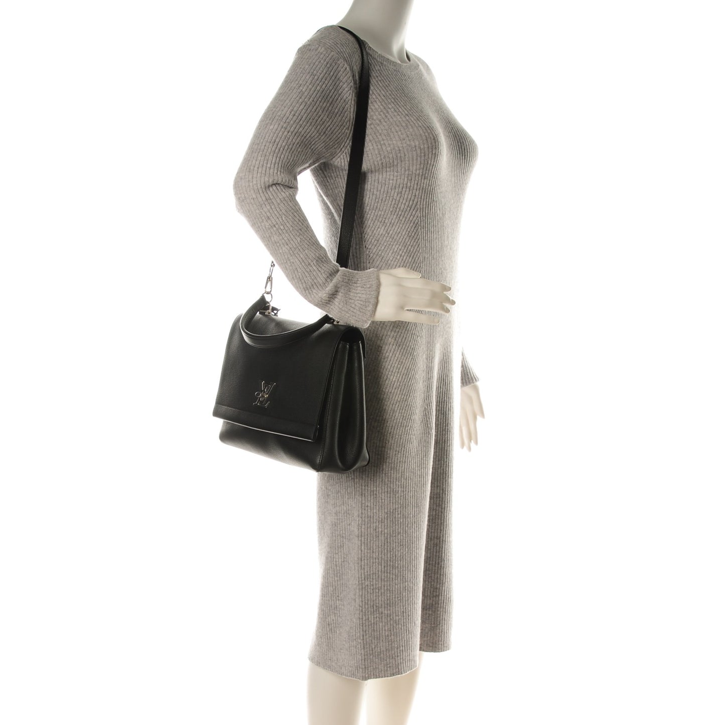 Soft Calfskin Lockme II Top Handle Black