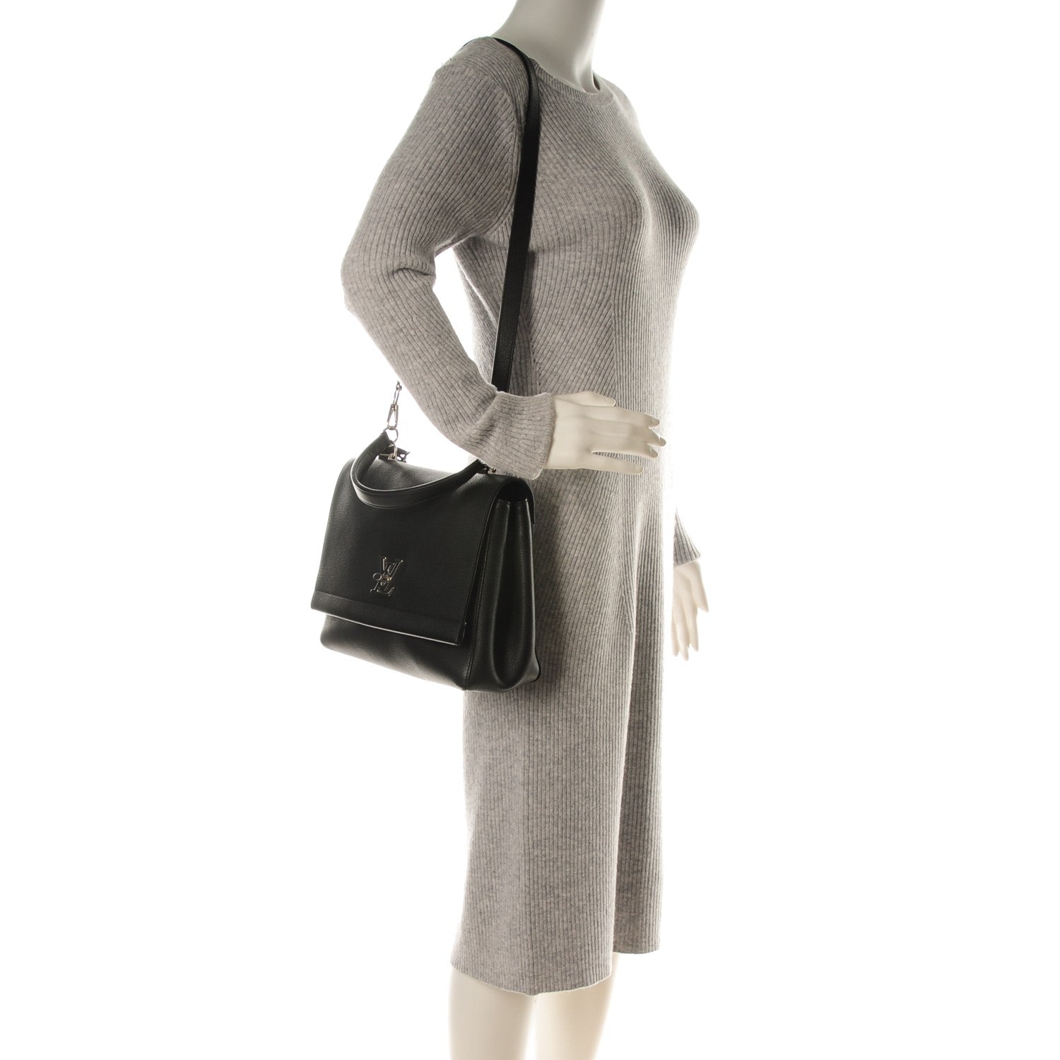 Louis Vuitton Soft Calfskin Lockme II Top Handle Black 2 of 8