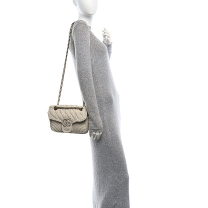 Gucci Knitted Wool Crystal Small GG Marmont Shoulder Bag Ivory 2 of 10