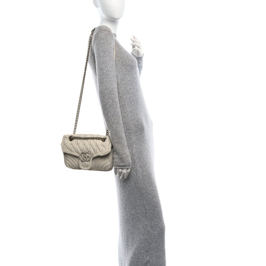 Knitted Wool Crystal Small GG Marmont Shoulder Bag Ivory