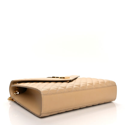 Saint Laurent Grain De Poudre Mixed Matelasse Large Triquilt Monogram Satchel Nude Powder 4 of 10