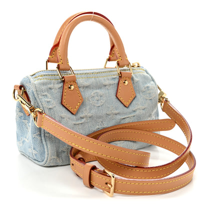 Louis Vuitton Monogram Denim Nano Speedy Sky Blue 3 of 9