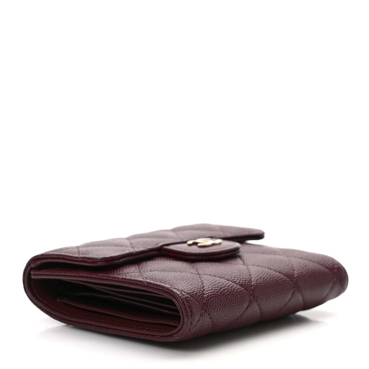 Chanel Caviar Quilted Compact Flap Wallet Burgundy 3 of 7