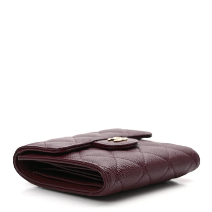 Chanel Caviar Quilted Compact Flap Wallet Burgundy 3 of 7