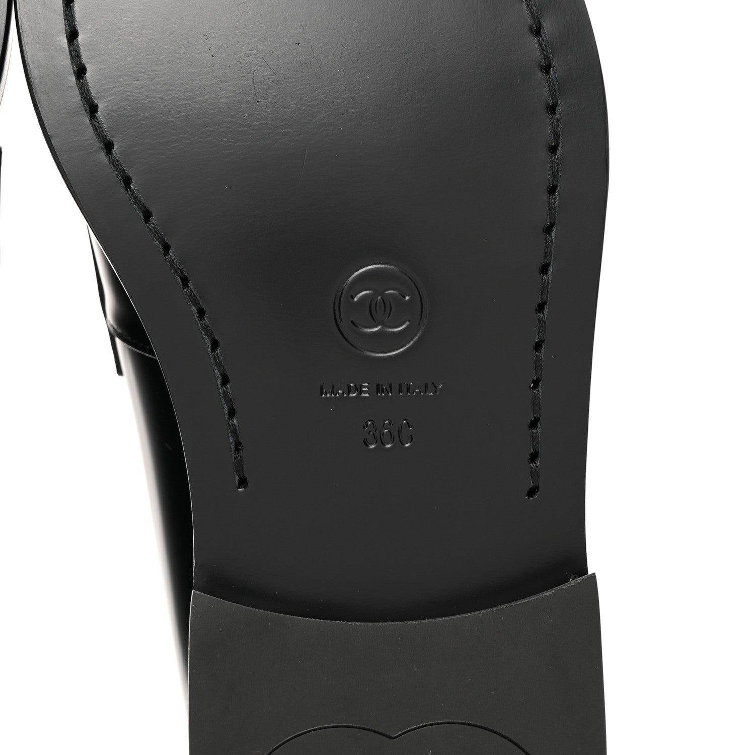 Chanel Shiny Calfskin CC Loafers 36 Black White 6 of 12