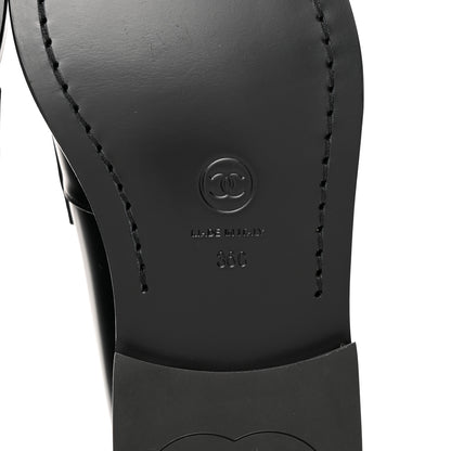 Chanel Shiny Calfskin CC Loafers 36 Black White 6 of 12