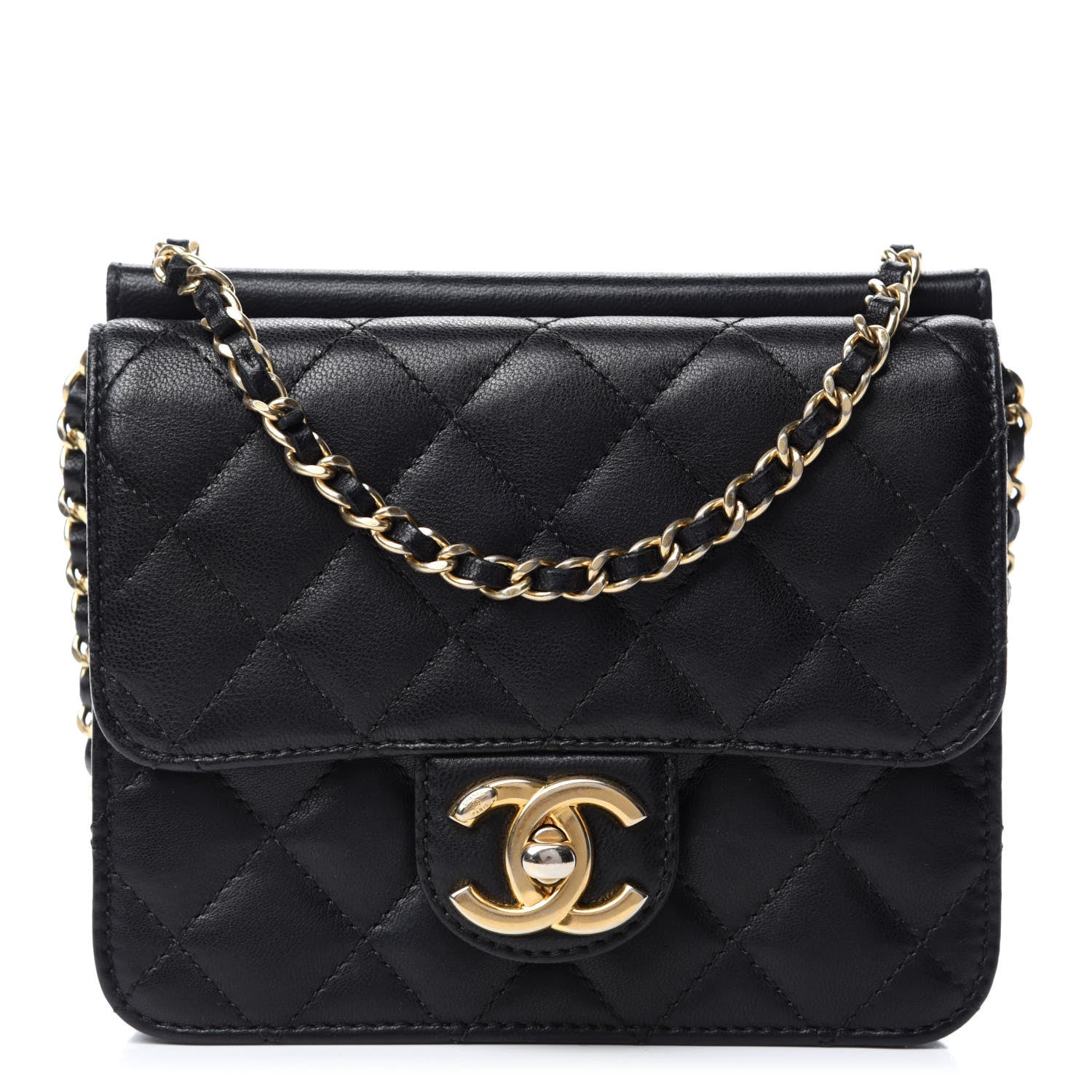 Chanel Lambskin Quilted Crossing Times Mini Flap Black 1 of 11