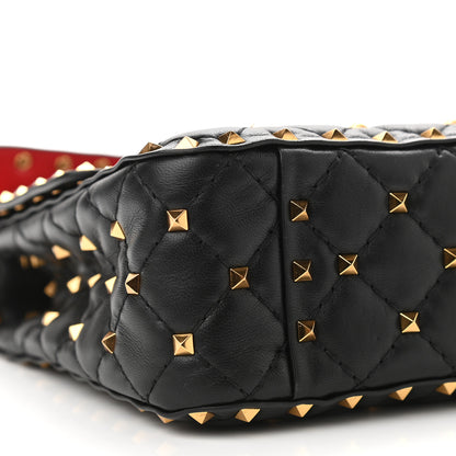 Valentino Garavani Nappa Medium Rockstud Spike Shoulder Bag Black Rouge Pur 7 of 8